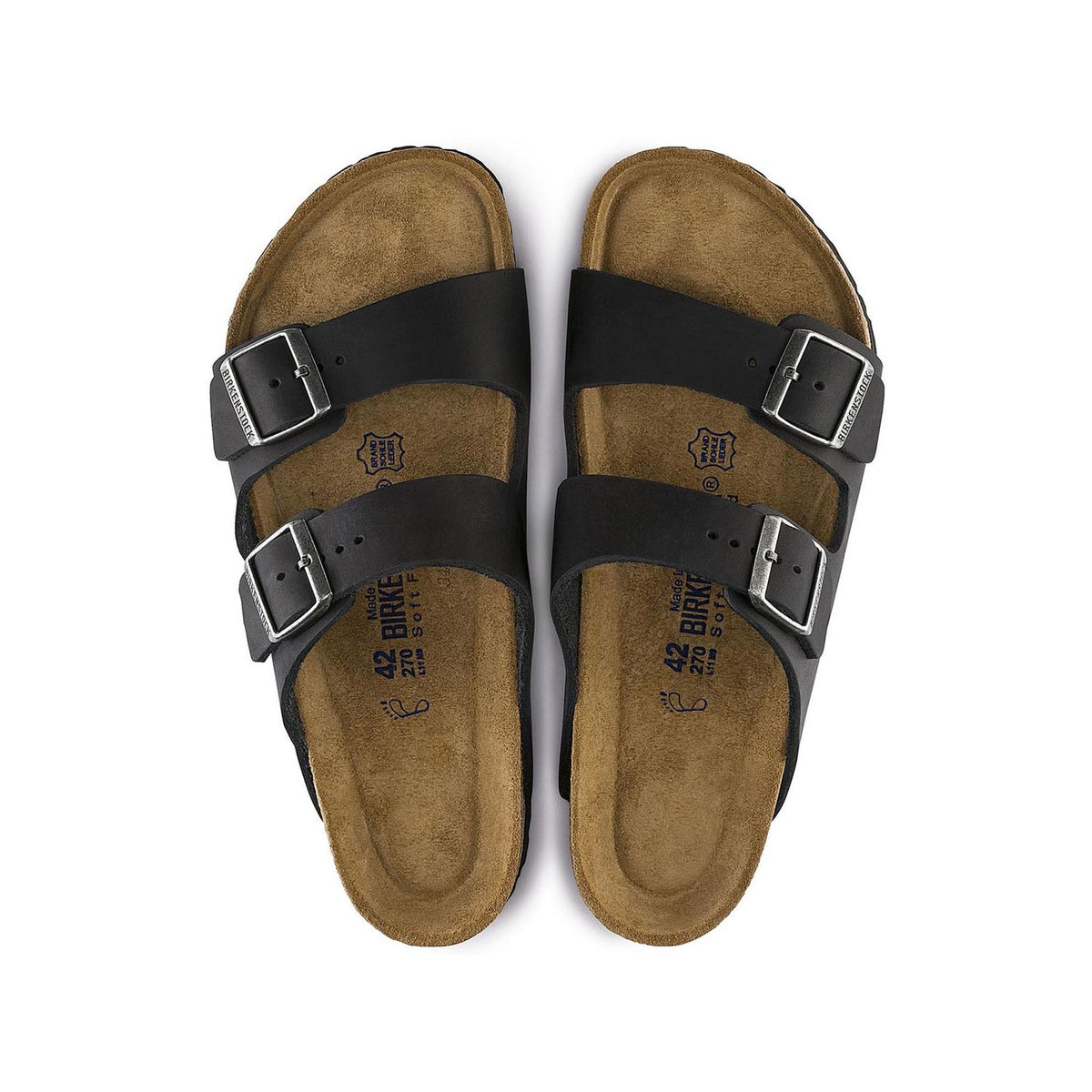 BIRKENSTOCK ARIZONA OILED LEATHER SOFT FOOTBED BLACK SANDAL