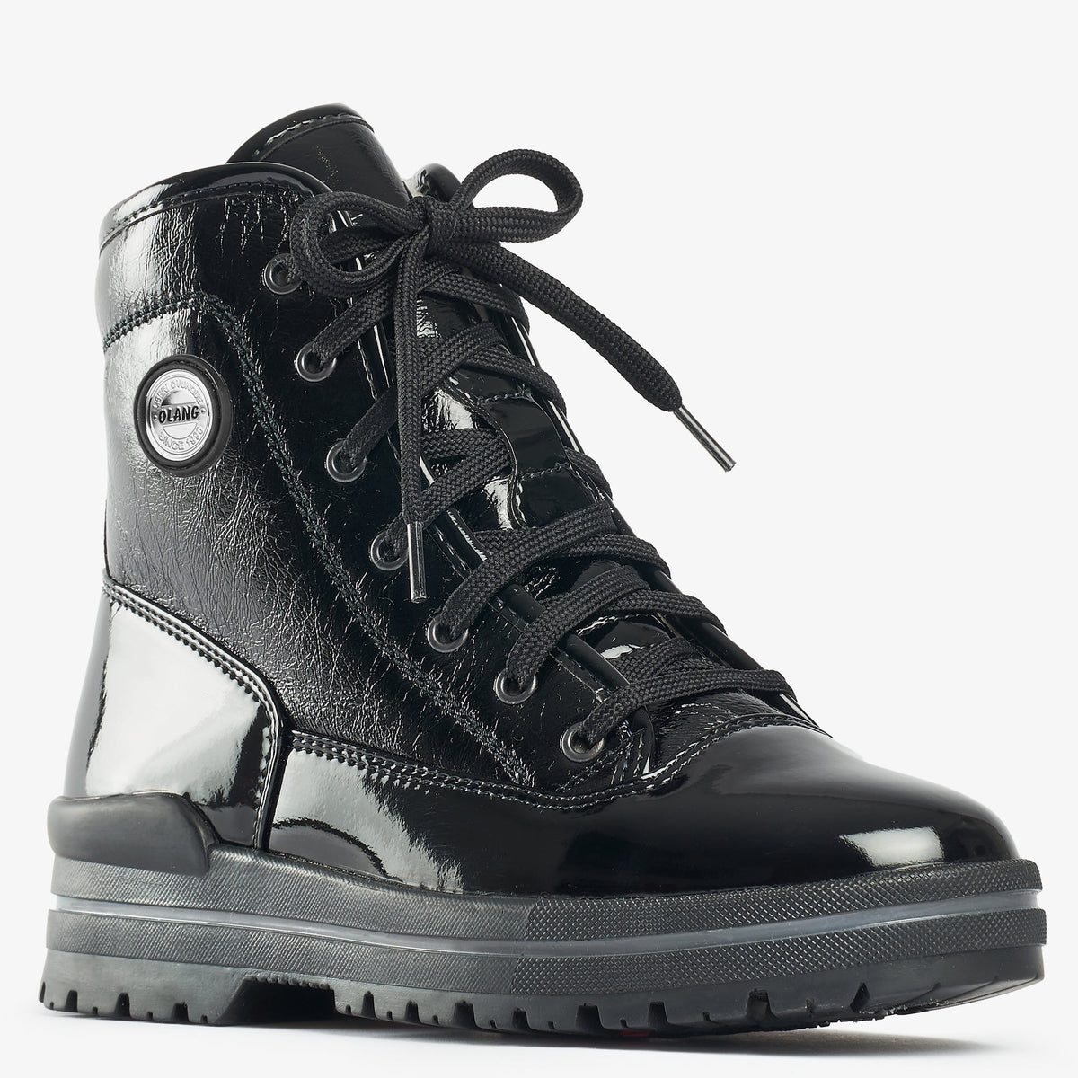 Black patent hot sale snow boots