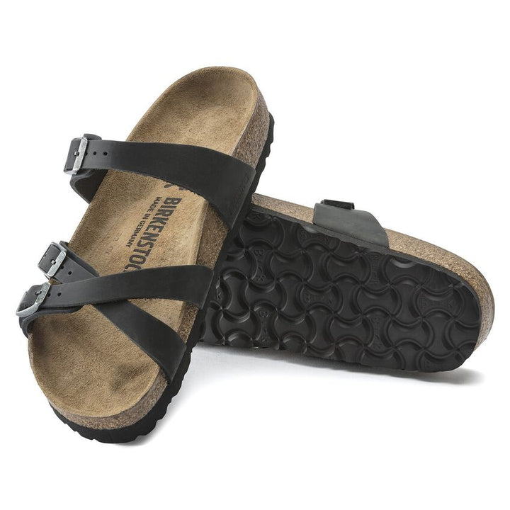 Sole view Women's Birkenstock Black Sandal Franca Oiled Leather - Omars Shoes