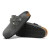 BIRKENSTOCK BOSTON RIVETS CHARCOAL SUEDE CLOG