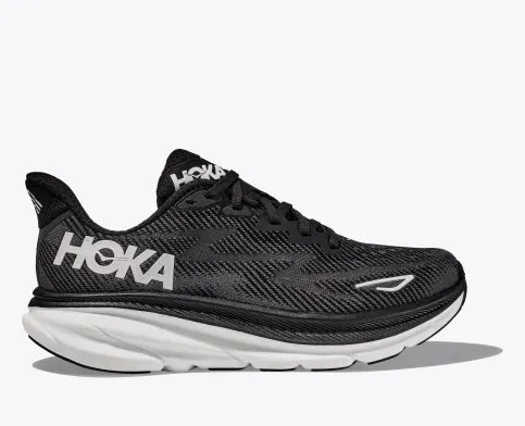 WOMEN'S HOKA CLIFTON 9 BLACK/WHITE RUNNING SHOE