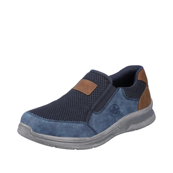 MEN'S RIEKER 14852-14 BLUE SLIP-ON CASUAL SHOE