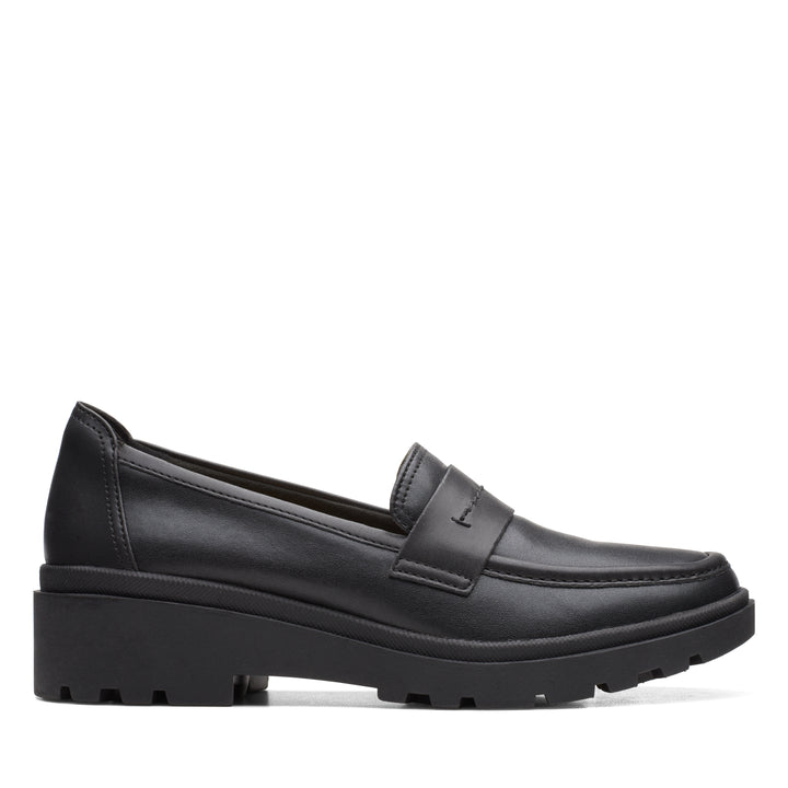 WOMEN'S CLARKS CALLA EASE BLACK LEATHER LOAFER