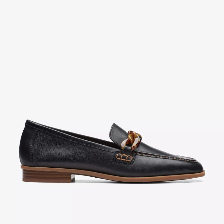 WOMEN'S CLARKS SARAFYNA IRIS BLACK LEATHER LOAFER