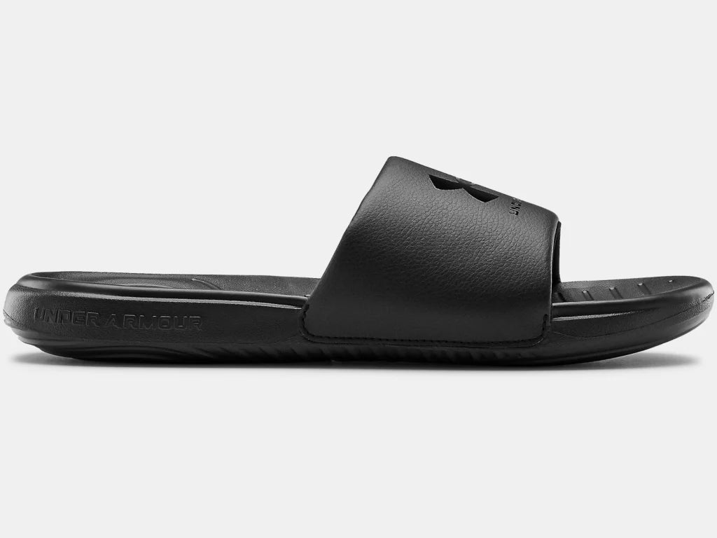 MEN'S UNDER ARMOUR ANSA FIXED BLACK SLIDES – Omars Shoes - Main Image