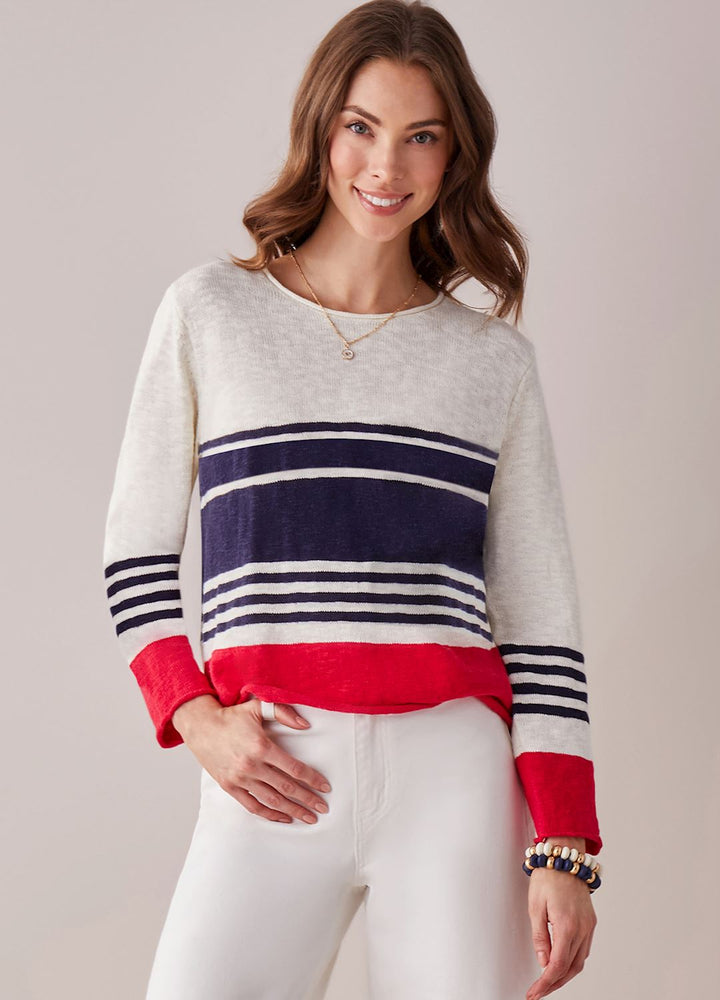 WOMEN'S CHARLIE PAIGE COTTON MARINA SLUB POPOVER SWEATER