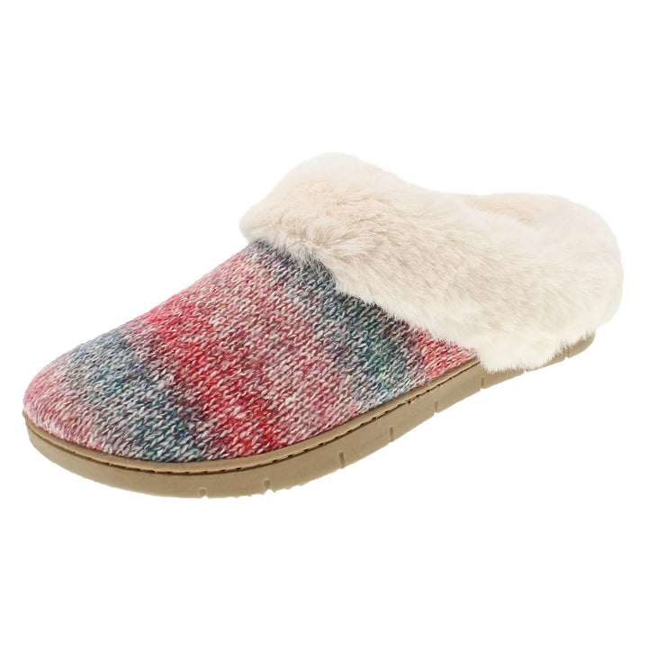 WOMEN'S ISOTONER RECYCLED OMBRE KNIT HOODBACK BERRY SLIPPER