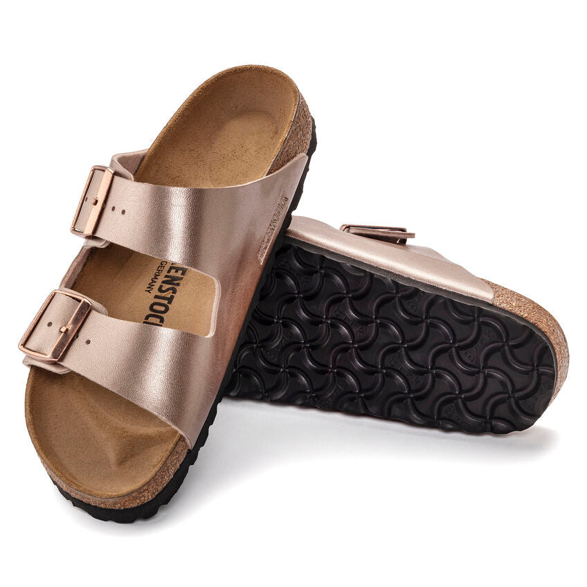 BIRKENSTOCK ARIZONA BIRKO-FLOR METALLIC COPPER SANDAL
