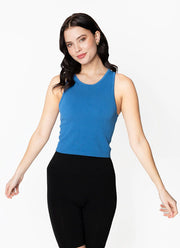 WOMEN'S C'EST MOI BAMBOO RIBBED TANK/ CAPRI BLUE