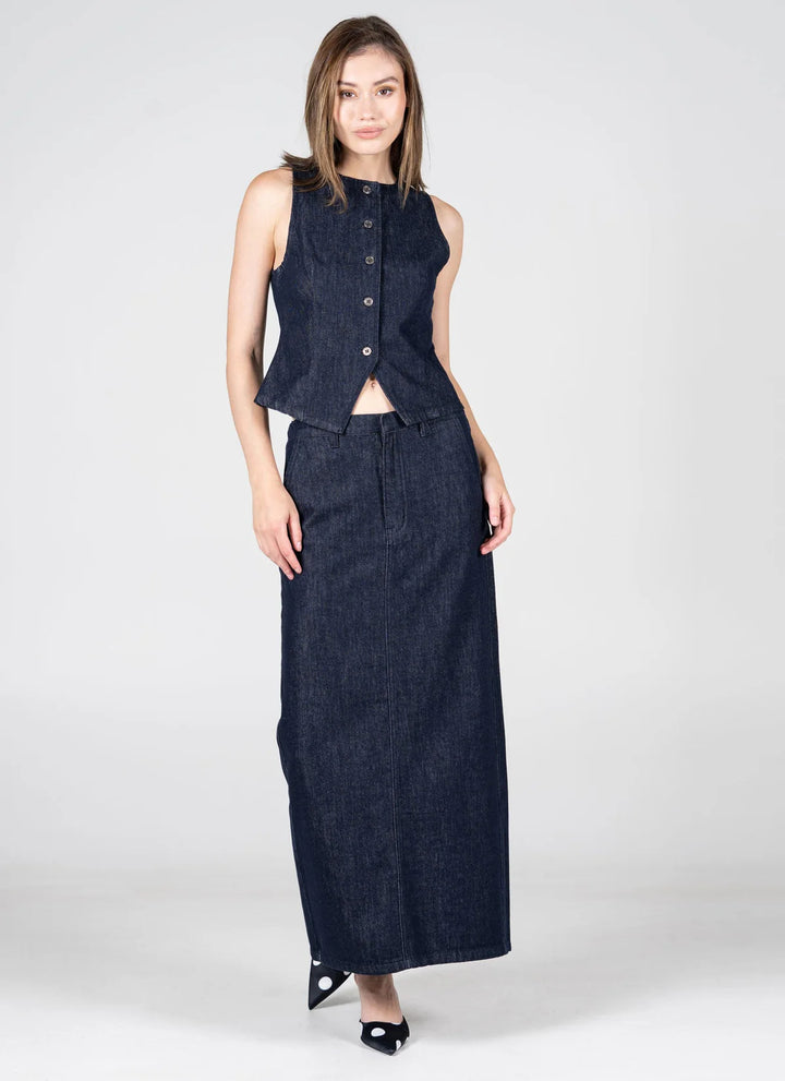 WOMEN'S C'EST MOI DARK DENIM SKIRT