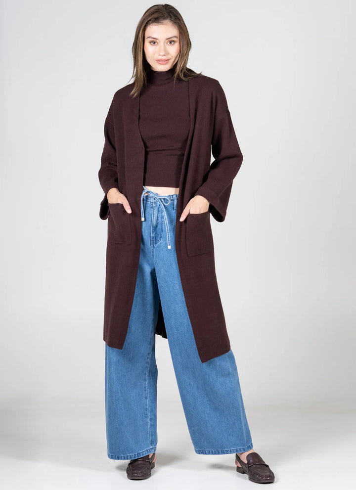 WOMEN'S C'EST MOI KNIT LONG ESPRESSO CARDIGAN