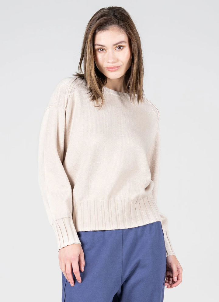 WOMEN'S C'EST MOI KNIT RIB DETAIL BEIGE SWEATER
