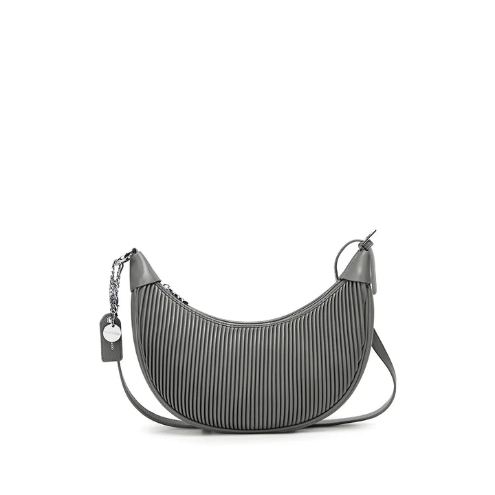 PIXIE MOOD CRESCENT CROSSBODY BAG/ GREY PLEATED