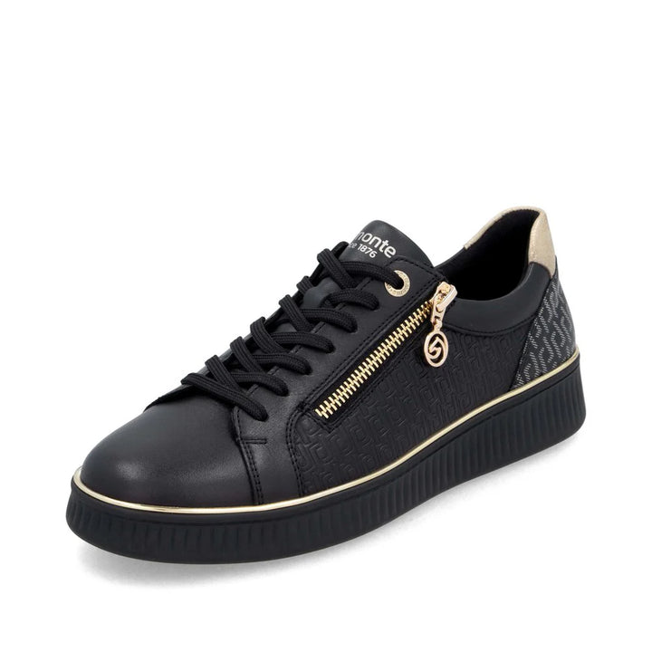 WOMEN'S REMONTE D2E00-03 BLACK/GOLD SNEAKER
