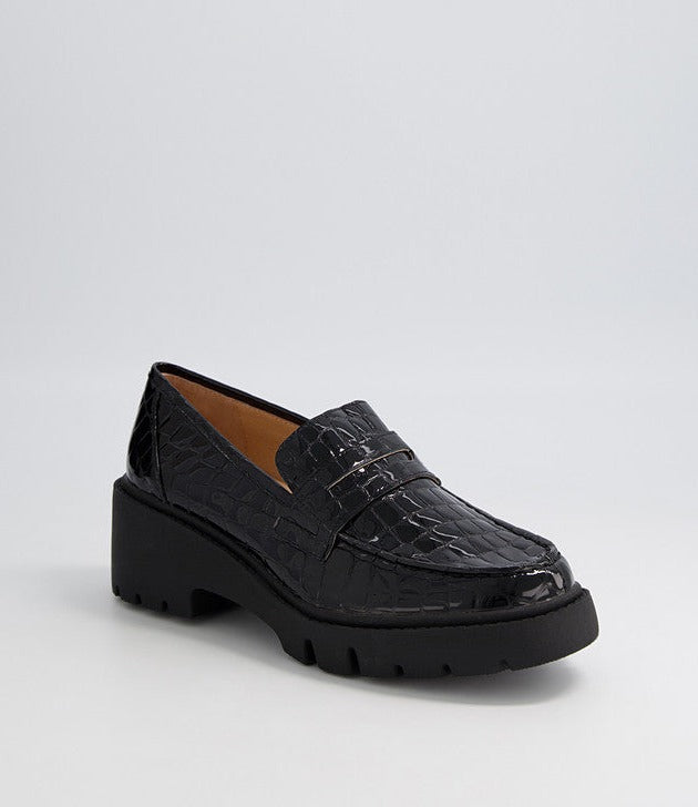 WOMEN'S DJANGO & JULIETTE UNICE BLACK CROC LOAFER