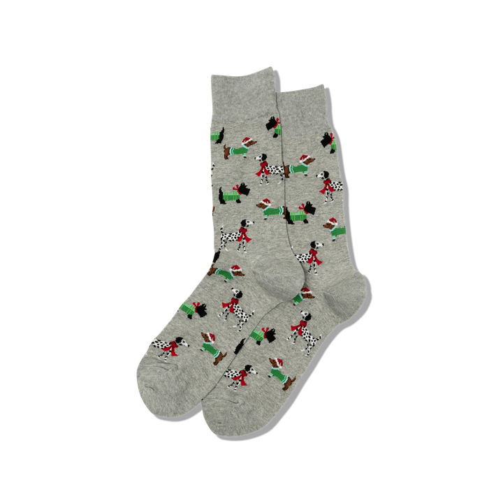 MEN'S HOTSOX CHRISTMAS DOGS SWEATSHIRT GREY SOCKS