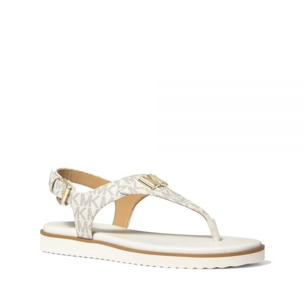 WOMEN'S MICHAEL KORS JILLY FLAT VANILLA SANDALS – Omars Shoes