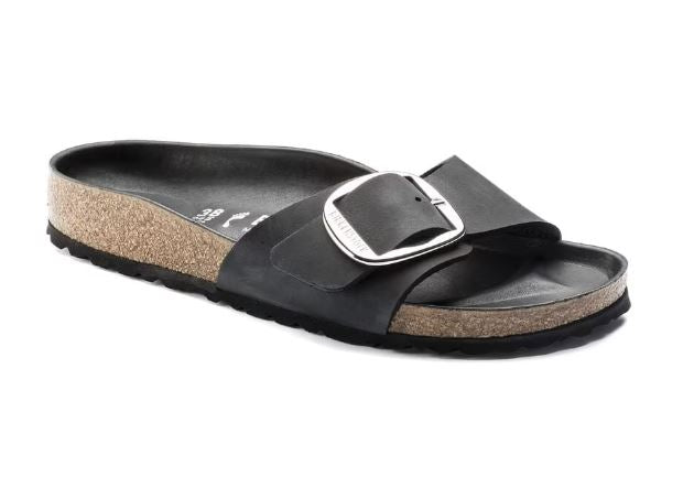 BIRKENSTOCK MADRID BIG BUCKLE BLACK OILED LEATHER SANDAL