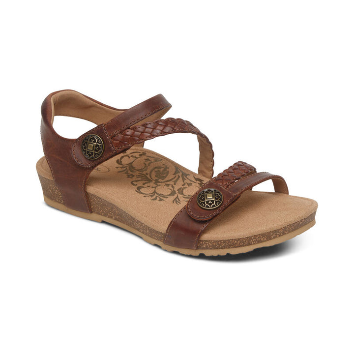 WOMEN'S AETREX JILLIAN BRAIDED QUARTER STRAP WALNUT SANDAL