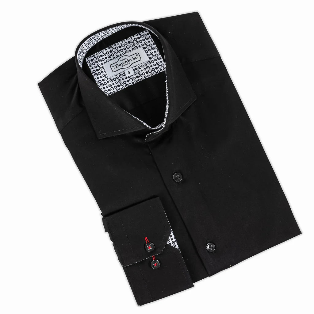 MEN'S 7 DOWNIE ST BLACK SOLID LONG SLEEVE SHIRT  Omars Shoes
