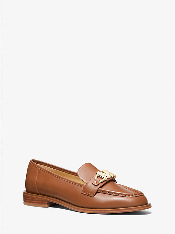 Front Angled View of Michael Kors Tiegan Luggage Loafer - Omars Shoes