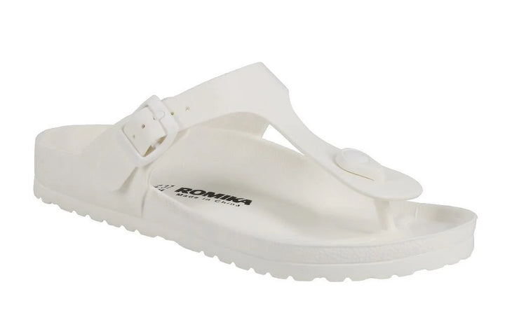 Front view of Eva Gizeh White Sandal - Omars Shoes, Shoe Store in Aurora and Newmarket Ontario