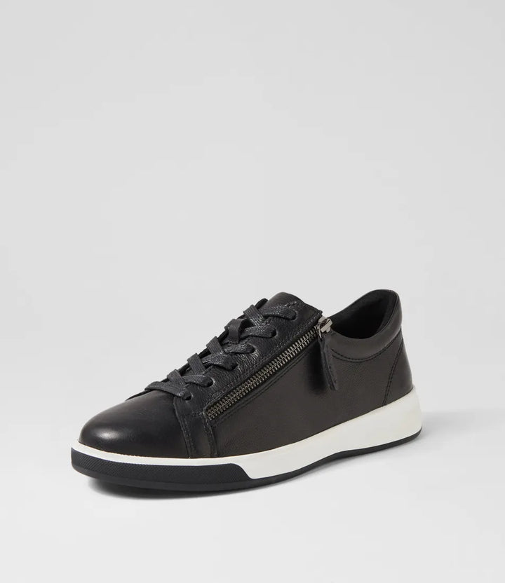 WOMEN'S ZIERA AITO BLACK LEATHER SNEAKER