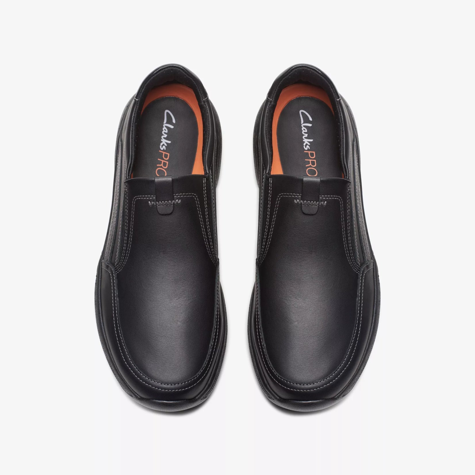 NEW CLARKS men\'s pro step slip on in black Clarkspro Step Black Leather main image 4