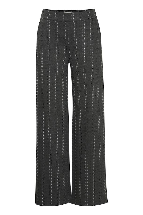 WOMEN'S ICHI RUTI DARK GREY MELANG WIDE PANTS