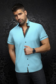 MEN'S AU NOIR MARSDEN TURQUOISE SHORT SLEEVE SHIRT