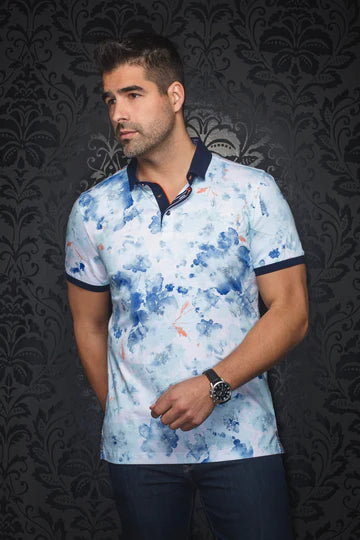 MEN'S AU NOIR ANZIO LIGHT AQUA POLO