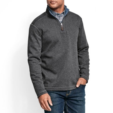 JOHNSTON & MURPHY REVERSIBLE QUARTER-ZIP CHARCOAL/BLUE