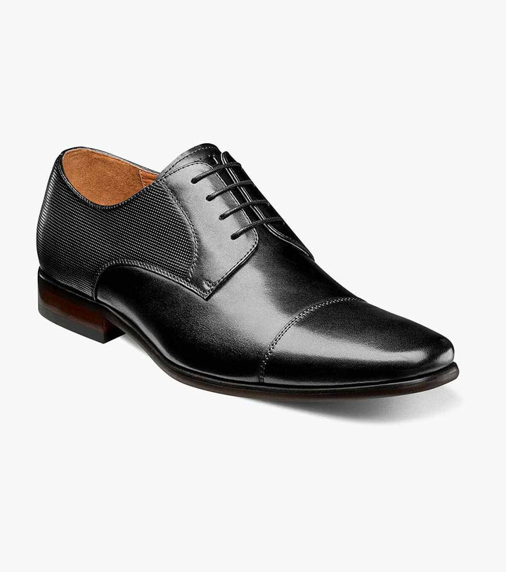 MEN'S FLORSHEIM POSTINO CAP TOE BLACK DRESS SHOE