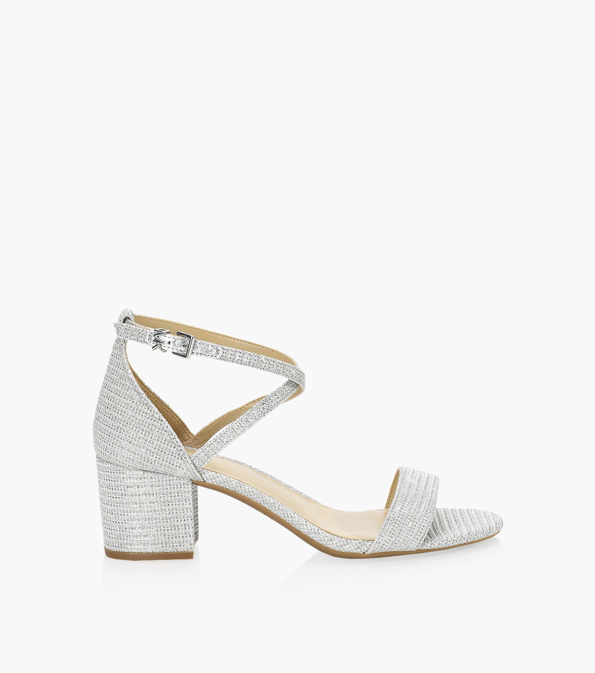 WOMEN S MICHAEL KORS SERENA SILVER GLITTER SANDAL Omars Shoes