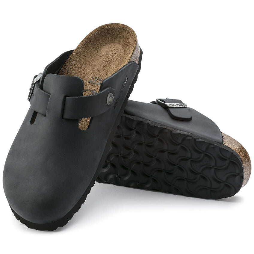 BIRKENSTOCK BOSTON OILED LEATHER BLACK CLOG – Omars Shoes