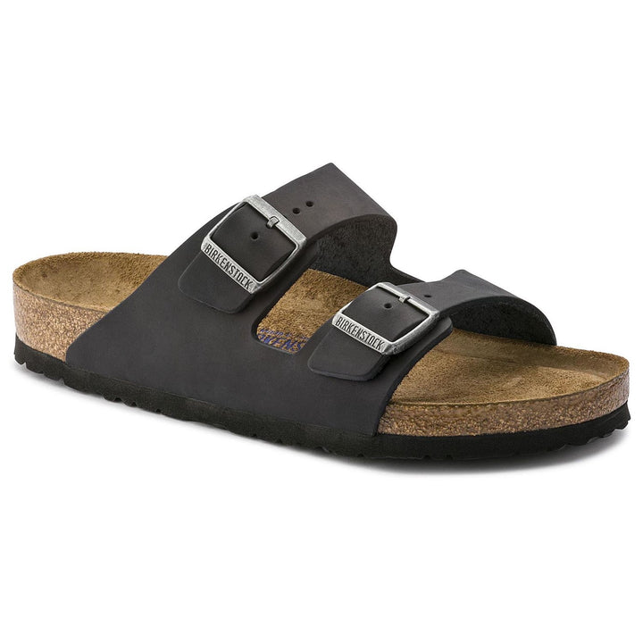 Birkenstock Arizona Oiled Leather/Black Sandal Soft Footbed - Omars Shoes