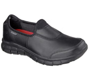 WOMEN'S SKECHERS TRACK SLIP RESISTANT BLACK SHOE