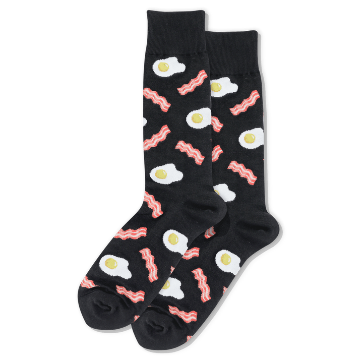 MEN'S HOT SOX BACON AND EGGS BLACK SOCKS