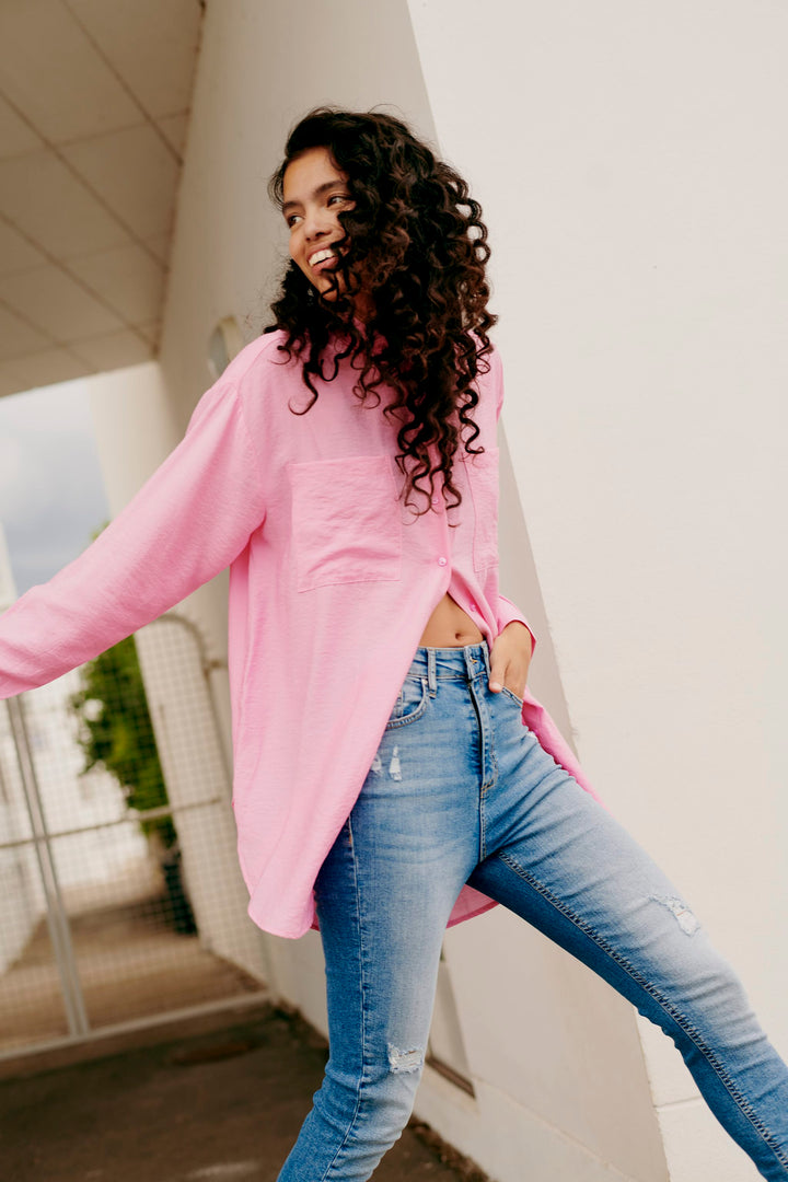 WOMEN'S B.YOUNG IHALIEA BEGONIA PINK LONG SHIRT